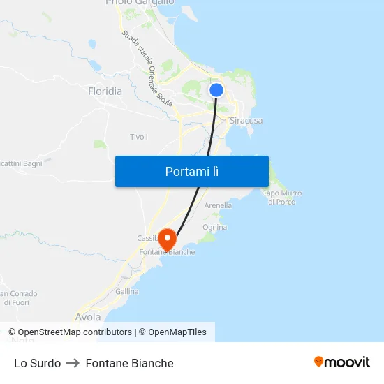 Lo Surdo to Fontane Bianche map