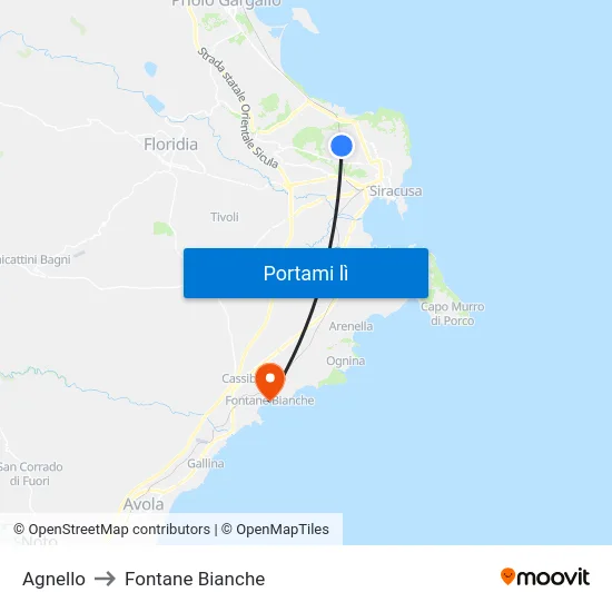 Agnello to Fontane Bianche map