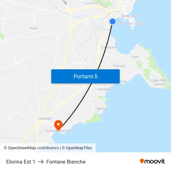 Elorina Est 1 to Fontane Bianche map