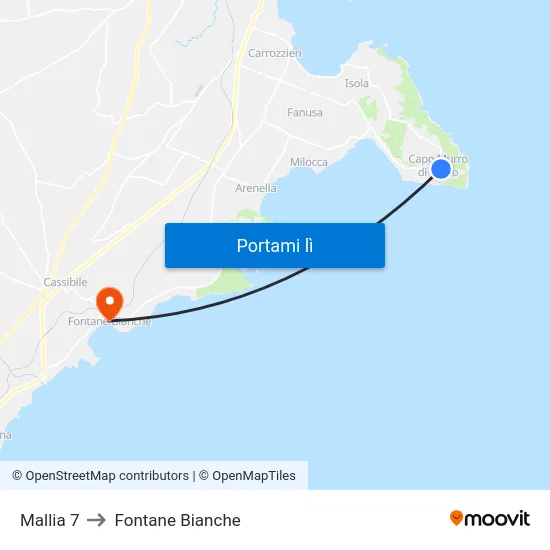 Mallia 7 to Fontane Bianche map