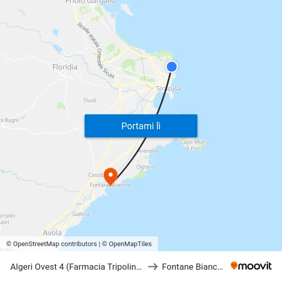 Algeri Ovest 4 (Farmacia Tripolino) to Fontane Bianche map