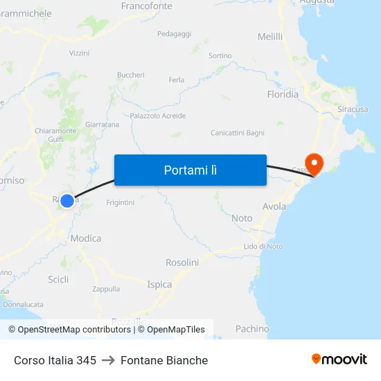 Italia - Felicia Chininà to Fontane Bianche map