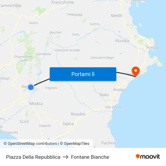 Piazza Della Repubblica to Fontane Bianche map