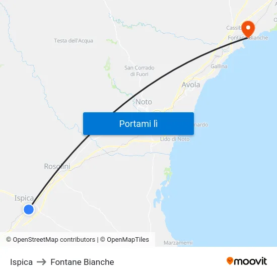 Ispica to Fontane Bianche map