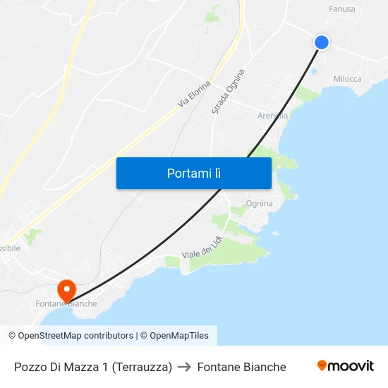 Pozzo Di Mazza 1 (Terrauzza) to Fontane Bianche map