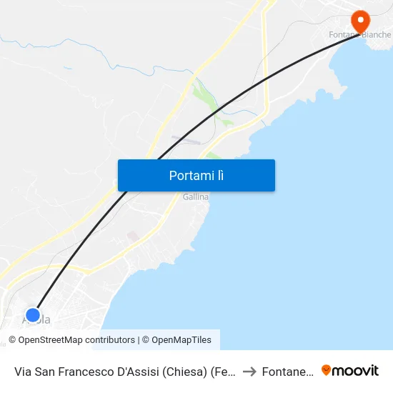 Via San Francesco D'Assisi (Chiesa) (Fermata Non Segnalata) (Avola) to Fontane Bianche map