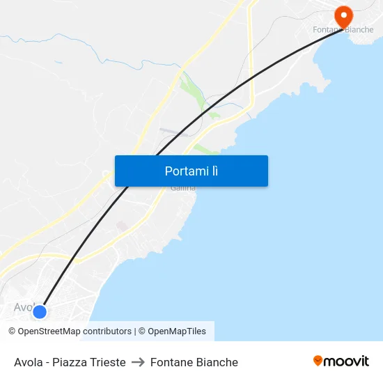 Avola - Piazza Trieste to Fontane Bianche map