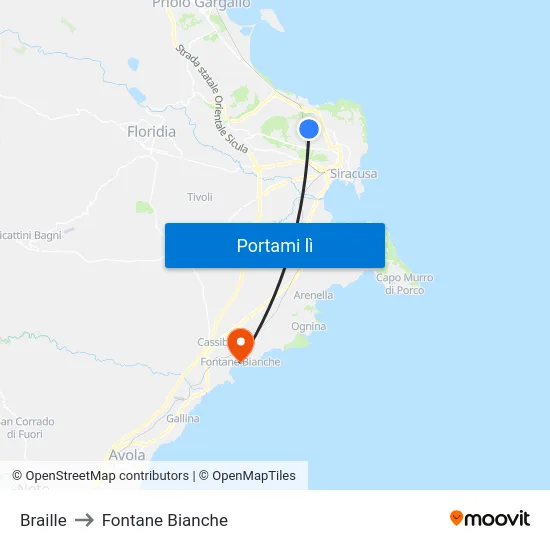 Braille to Fontane Bianche map