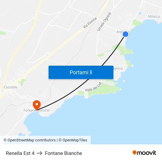 Renella Est 4 to Fontane Bianche map