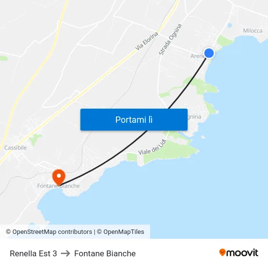 Renella Est 3 to Fontane Bianche map