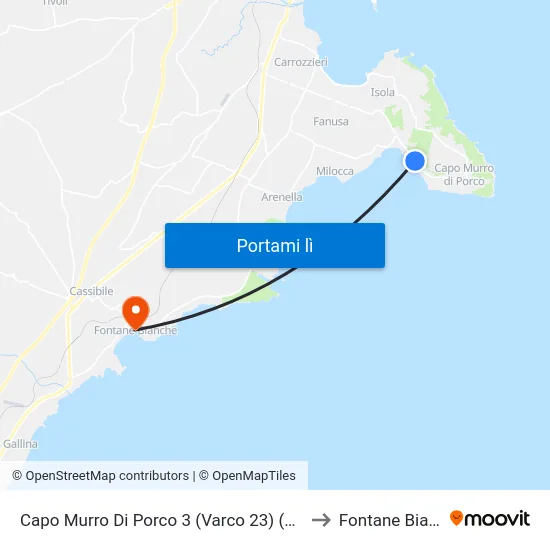 Capo Murro Di Porco 3 (Varco 23) (Plemmirio) to Fontane Bianche map