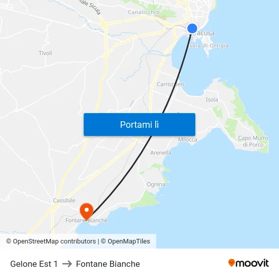 Gelone Est 1 to Fontane Bianche map