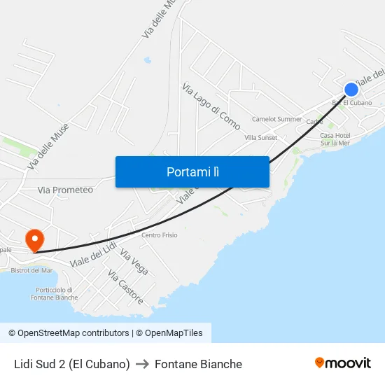Lidi Sud 2 (El Cubano) to Fontane Bianche map