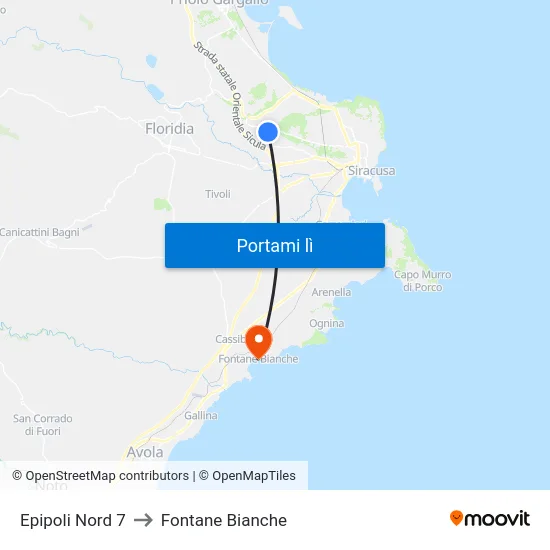 Epipoli Nord 7 to Fontane Bianche map