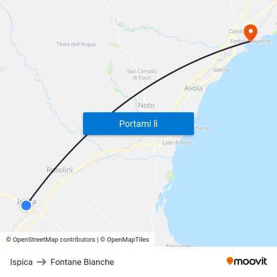 Ispica to Fontane Bianche map