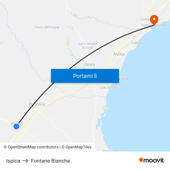 Ispica to Fontane Bianche map