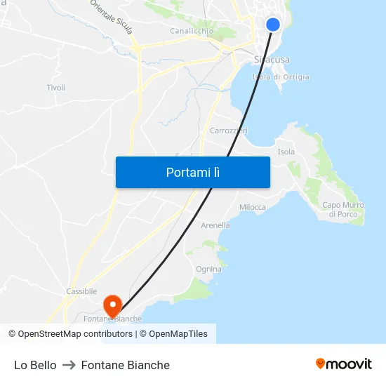 Lo Bello to Fontane Bianche map