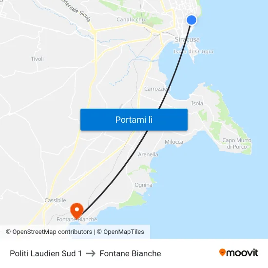 Politi Laudien Sud 1 to Fontane Bianche map