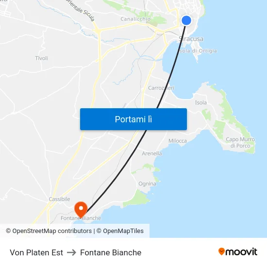 Von Platen Est to Fontane Bianche map