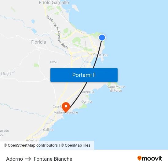 Adorno to Fontane Bianche map