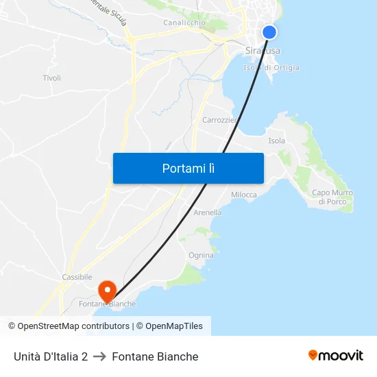 Unità D'Italia 2 to Fontane Bianche map
