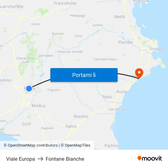 Viale Europa to Fontane Bianche map