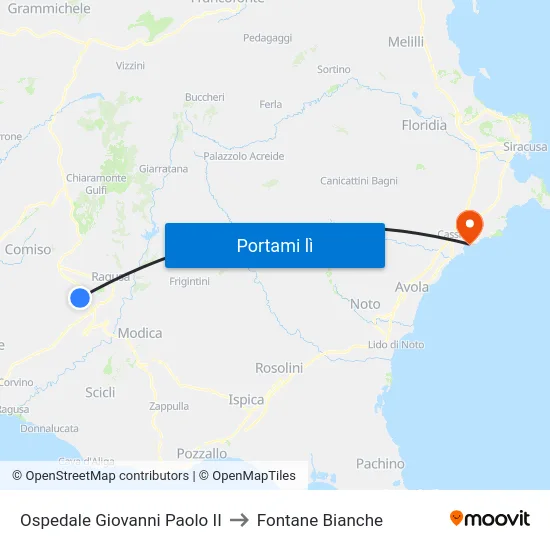 Ospedale Giovanni Paolo II to Fontane Bianche map