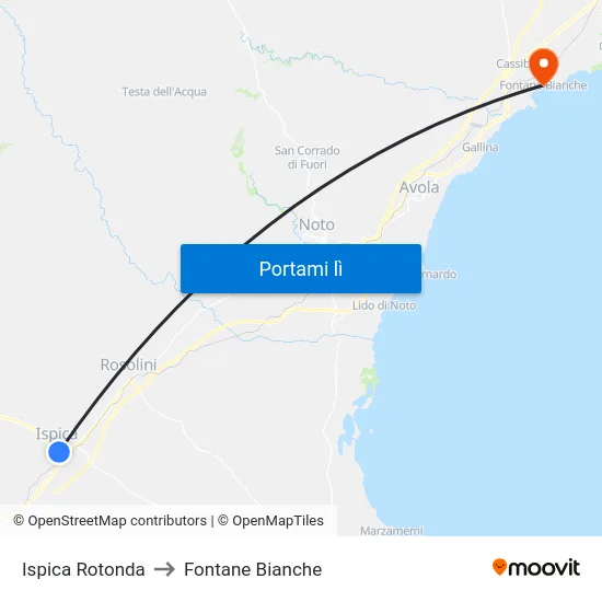 Ispica Rotonda to Fontane Bianche map