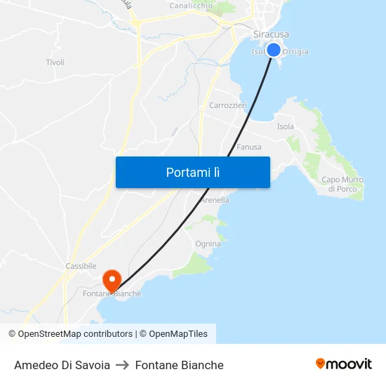 Amedeo Di Savoia to Fontane Bianche map