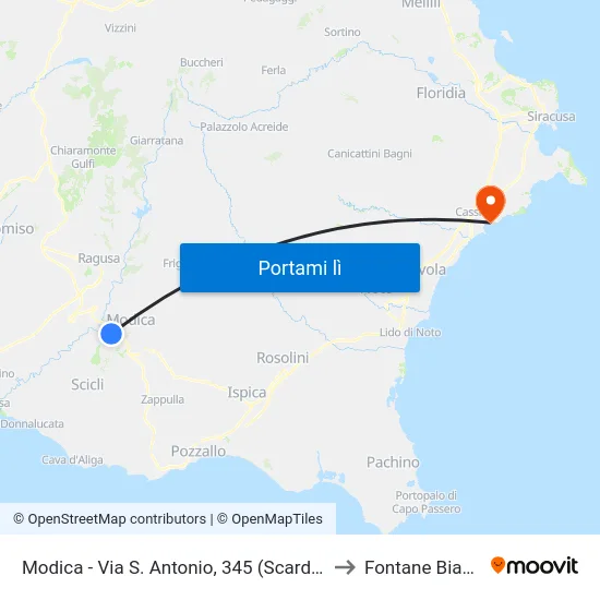 Modica - Via S. Antonio, 345 (Scardacucco) to Fontane Bianche map