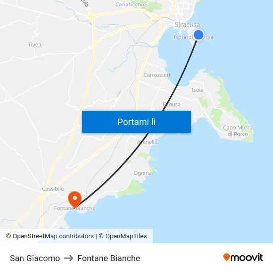 San Giacomo to Fontane Bianche map