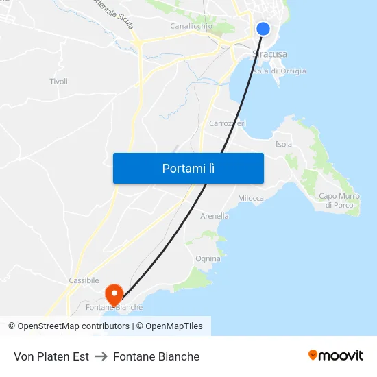 Von Platen Est to Fontane Bianche map