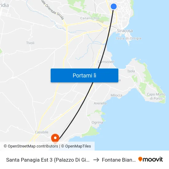 Santa Panagia Est 3 (Palazzo Di Giustizia) to Fontane Bianche map