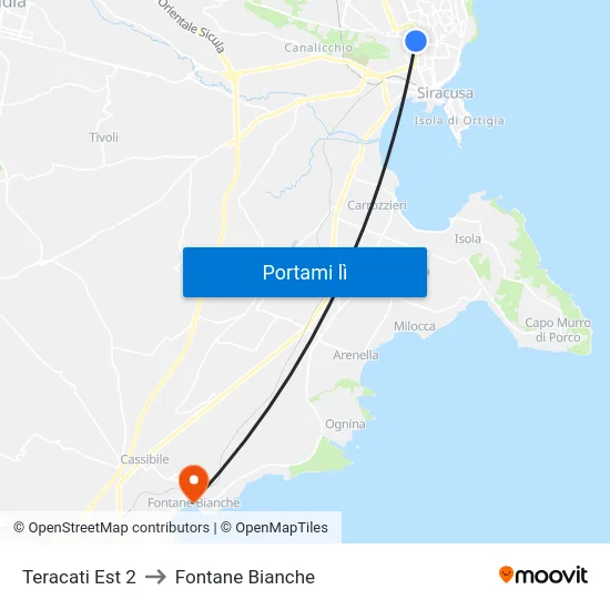 Teracati Est 2 to Fontane Bianche map