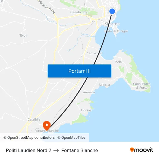 Politi Laudien Nord 2 to Fontane Bianche map