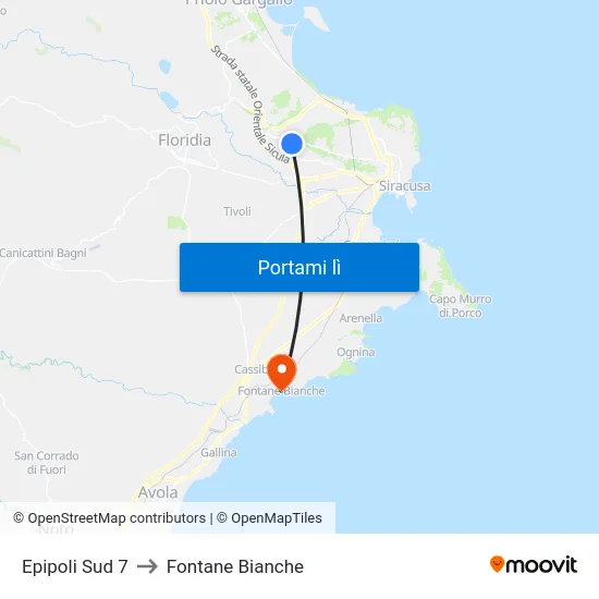Epipoli Sud 7 to Fontane Bianche map