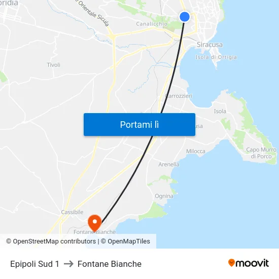 Epipoli Sud 1 to Fontane Bianche map