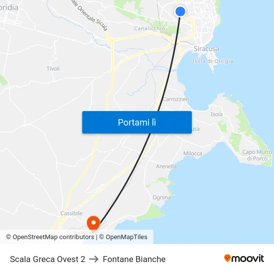 Scala Greca Ovest 2 to Fontane Bianche map