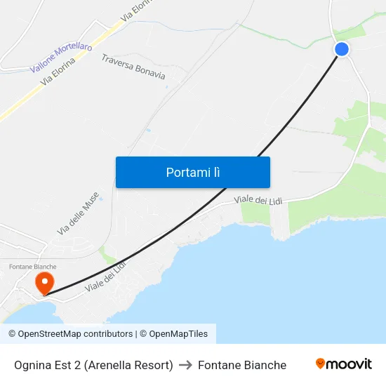 Ognina Est 2 (Arenella Resort) to Fontane Bianche map