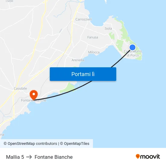 Mallia 5 to Fontane Bianche map