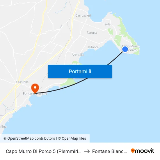 Capo Murro Di Porco 5 (Plemmirio) to Fontane Bianche map
