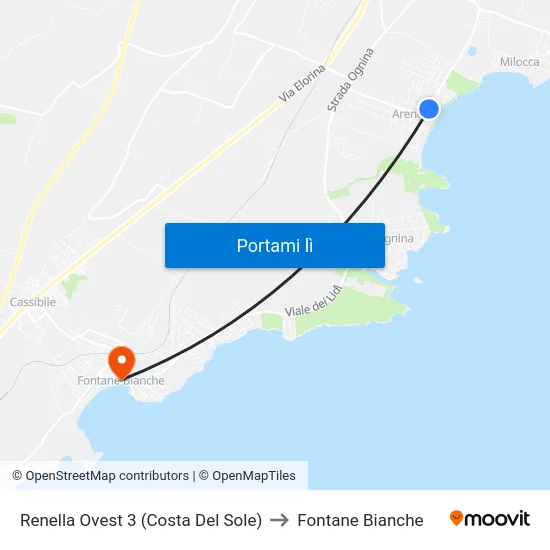 Renella Ovest 3 (Costa Del Sole) to Fontane Bianche map