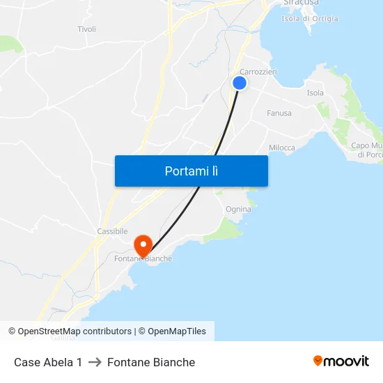 Case Abela 1 to Fontane Bianche map