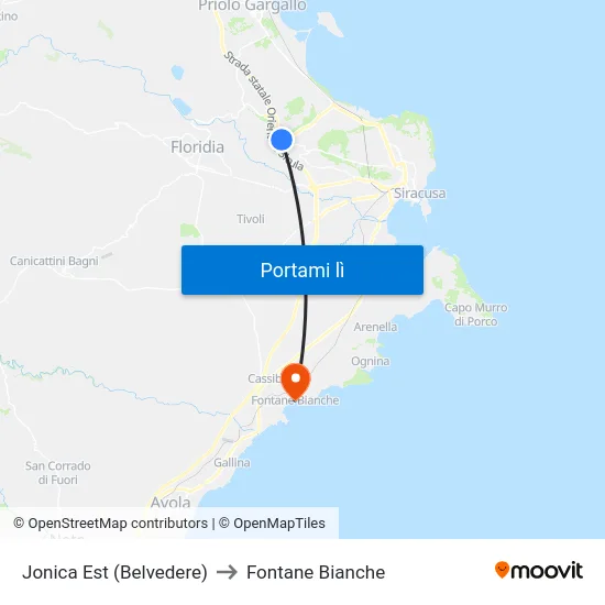 Jonica Est (Belvedere) to Fontane Bianche map