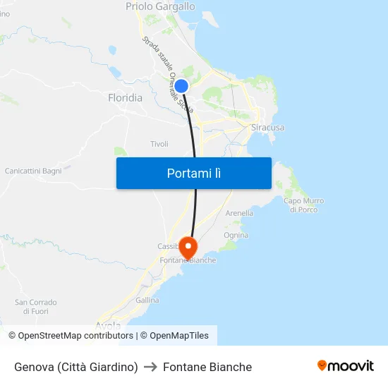 Genova (Città Giardino) to Fontane Bianche map