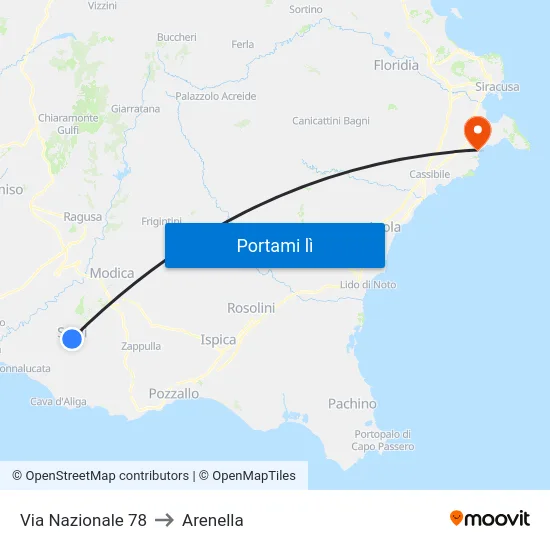 Via Nazionale 78 to Arenella map