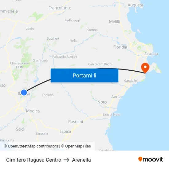Cimitero Ragusa Centro to Arenella map