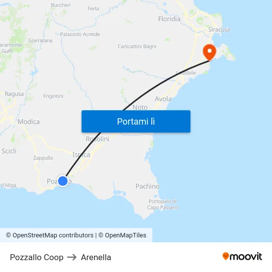 Pozzallo Coop to Arenella map