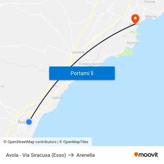 Avola - Via Siracusa (Esso) to Arenella map