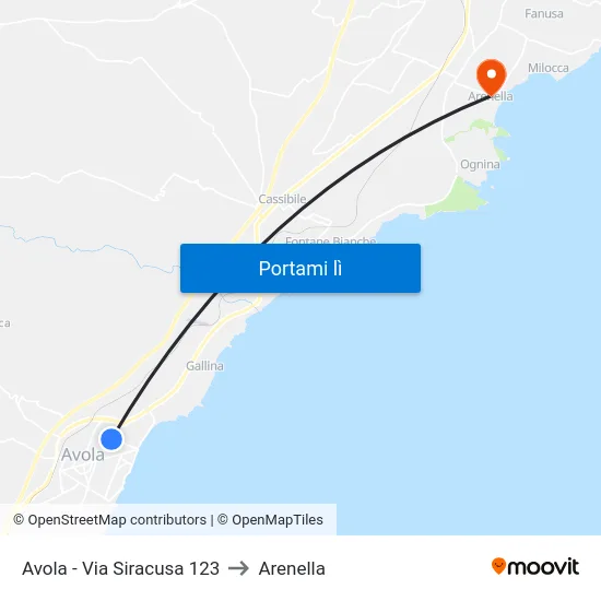 Avola - Via Siracusa 123 to Arenella map
